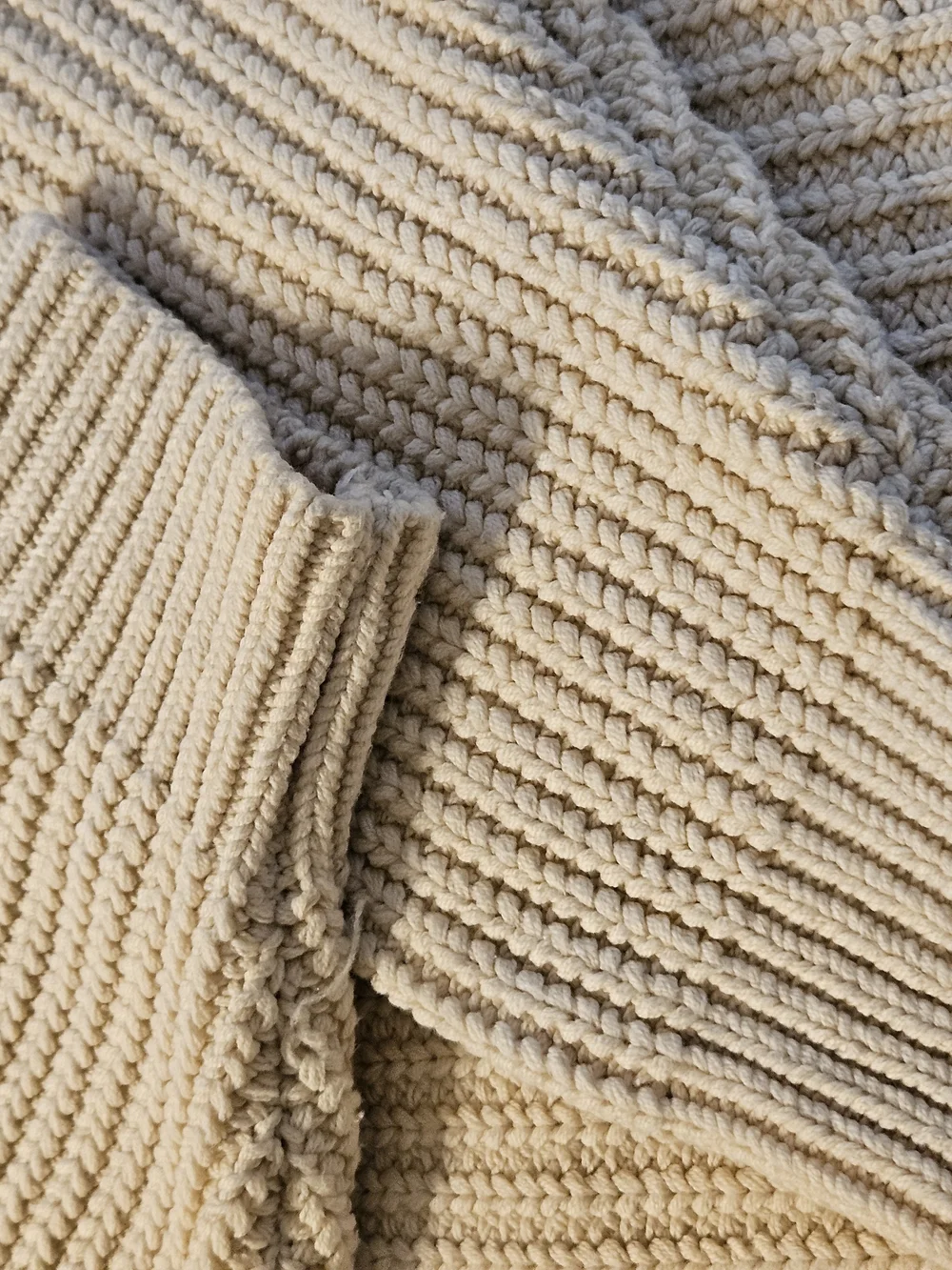 Free People Overaized Cream Ribbed Mock Neck Sweater